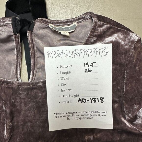 2/$30 Pleione Crushed Velvet Babydoll Top Womens M Y2K Fairy Grunge Bow Metallic - Picture 4 of 12